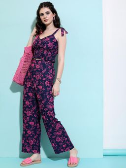 TOKYO TALKIES - Women Navy Blue Co-Ord (Set of 2)