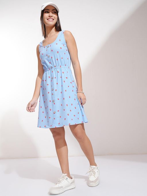 tokyo talkies fit and flare dress Buy TOKYO TALKIES Women Blue Printed Fit & Flare Button-Down Mini Dress (L)  Online