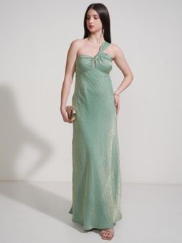TOKYO TALKIES - Women Green Cowl Neck Bodycon Partywear Maxi Dress