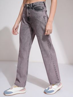 TOKYO TALKIES - Women Mauve High Rise Straight Fit Jeans