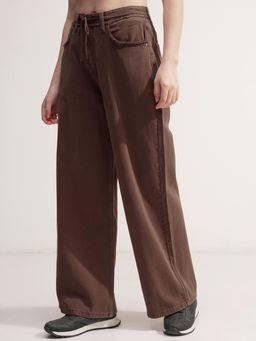 TOKYO TALKIES - Women Brown Streetwear Mid Rise Dad Fit Jeans