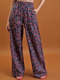 TOKYO TALKIES - Women Multi Printed Elasticated High Waisted Casual Trousers