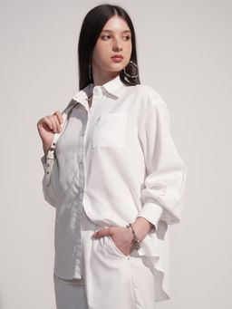 TOKYO TALKIES - Women White Solid Texture Regular Fit Shirt