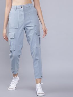 TOKYO TALKIES - High Waist Blue Cargo Pant