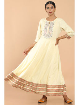 Soch - Light Yellow Rayon Long Faired Kurta