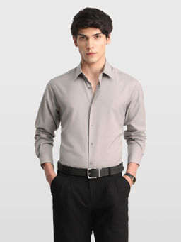 Arrow Newyork - Grey Solid Polyester Slim Fit Shirt