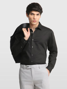 Arrow Newyork - Black Self Design Cotton Slim Fit Shirt