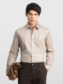 Arrow Newyork - Brown Printed Cotton Slim Fit Shirt