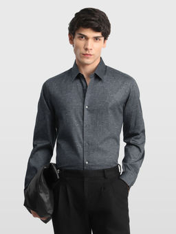 Arrow Newyork - Grey Printed Cotton Slim Fit Shirt