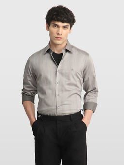 Arrow Newyork - Grey Self Design Cotton Slim Fit Shirt