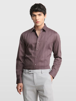Arrow Newyork - Purple Stripes Cotton Slim Fit Shirt