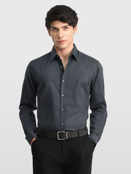 Arrow Newyork - Grey Self Design Cotton Slim Fit Shirt