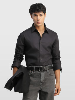 Arrow Newyork - Grey Self Design Cotton Slim Fit Shirt