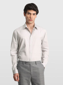 Arrow Newyork - Grey Checks Polyester Slim Fit Shirt
