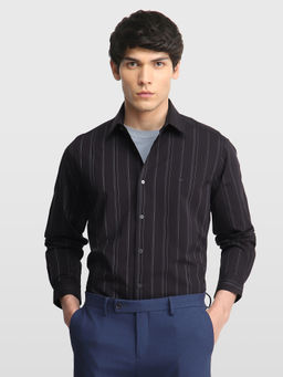 Arrow Newyork - Purple Stripes Polyester Slim Fit Shirt