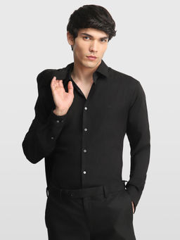 Arrow Newyork - Black Self Design Microfibre Slim Fit Shirt