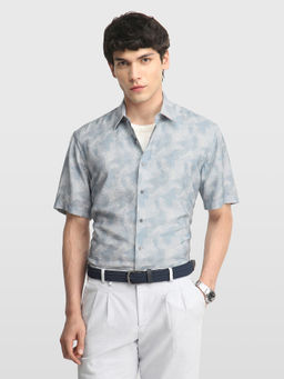 Arrow Newyork - Grey Floral Rayon Relaxed Fit Shirt