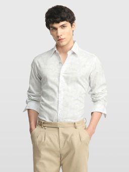 Arrow Newyork - White Floral Cotton Slim Fit Shirt