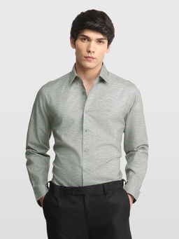 Arrow Newyork - Grey Solid Cotton Slim Fit Shirt