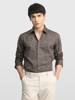 Arrow Newyork - Brown Printed Cotton Slim Fit Shirt