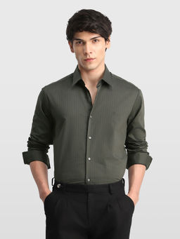 Arrow Newyork - Grey Stripes Cotton Slim Fit Shirt