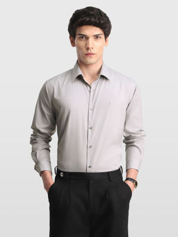 Arrow Newyork - Grey Solid Microfibre Slim Fit Shirt