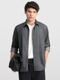 Arrow Newyork - Grey Solid Polyester Slim Fit Shirt