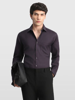 Arrow - Purple Solid Cotton Regular Fit Shirt