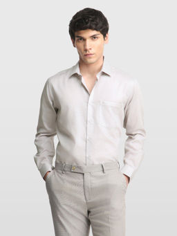 Arrow - Grey Self Design Cotton Regular Fit Shirt