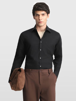Arrow - Black Self Design Cotton Regular Fit Shirt