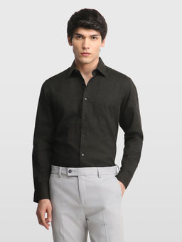 Arrow - Black Self Design Cotton Regular Fit Shirt