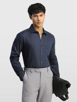 Arrow - Blue Self Design Cotton Regular Fit Shirt