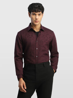 Arrow - Purple Self Design Cotton Regular Fit Shirt