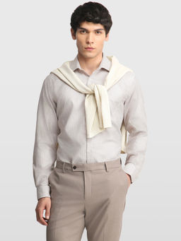 Arrow - Beige Textured Cotton Regular Fit Shirt