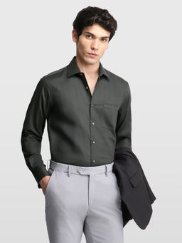 Arrow - Grey Self Design Cotton Slim Fit Shirt