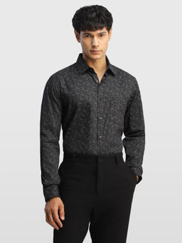 Arrow - Black Self Design Cotton Regular Fit Shirt