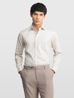 Arrow - Beige Paisley Cotton Regular Fit Shirt