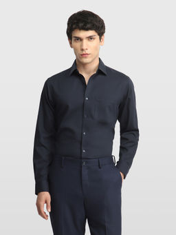 Arrow - Navy Blue Self Design Cotton Regular Fit Shirt