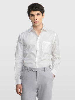 Arrow - White Self Design Cotton Regular Fit Shirt