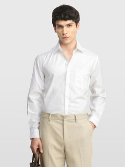 Arrow - White Self Design Cotton Regular Fit Shirt