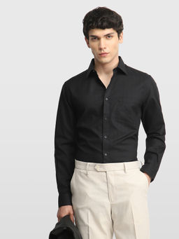 Arrow - Black Self Design Cotton Regular Fit Shirt