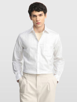 Arrow - White Self Design Cotton Regular Fit Shirt