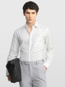 Arrow - White Self Design Cotton Regular Fit Shirt