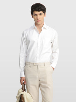 Arrow - White Self Design Cotton Regular Fit Shirt