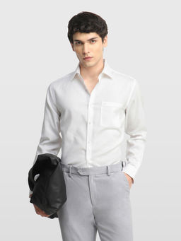 Arrow - White Self Design Cotton Regular Fit Shirt