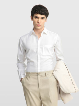 Arrow - White Self Design Cotton Regular Fit Shirt