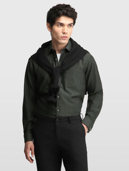 Arrow - Green Solid Cotton Slim Fit Shirt