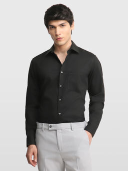 Arrow - Black Self Design Cotton Regular Fit Shirt