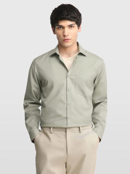 Arrow - Green Solid Cotton Regular Fit Shirt