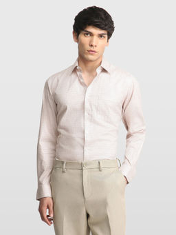 Arrow - Orange Self Design Cotton Regular Fit Shirt